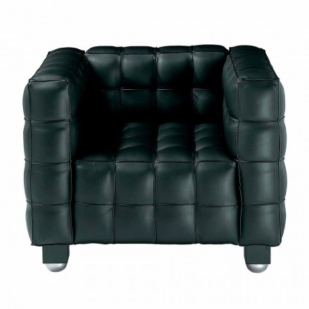 Living Room Armchair in Quilted Effect Leather Made in Italy - Vesuvius Viadurini