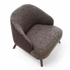 Fabric Lounge Chair with Solid Wood Base Made in Italy - Pepina Viadurini