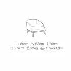 Fabric Lounge Chair with Solid Wood Base Made in Italy - Pepina Viadurini