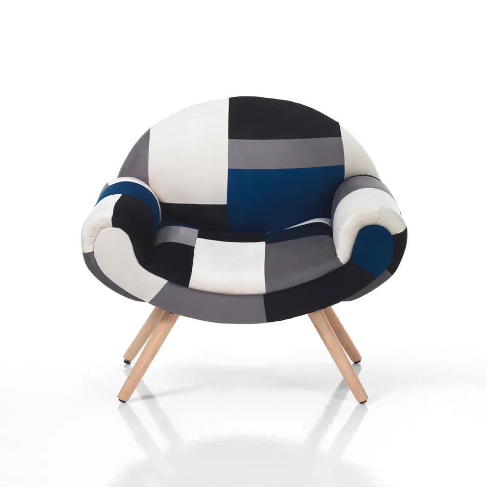 Patchwork Fabric Living Room Armchair - Bromo Viadurini