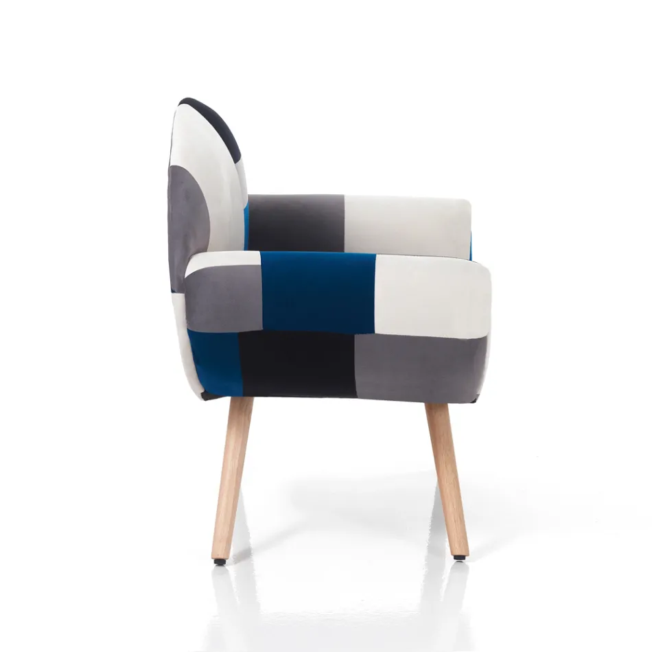 Patchwork Fabric Living Room Armchair - Bromo Viadurini