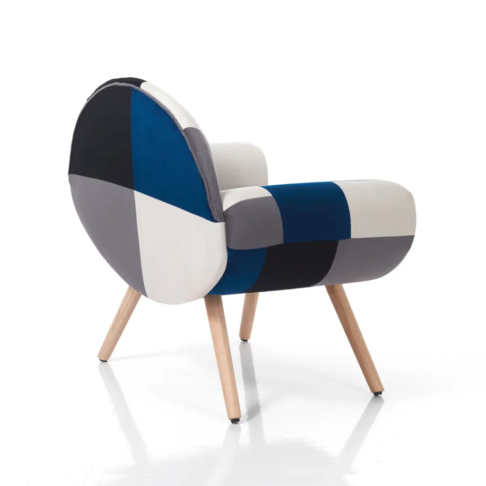 Patchwork Fabric Living Room Armchair - Bromo Viadurini