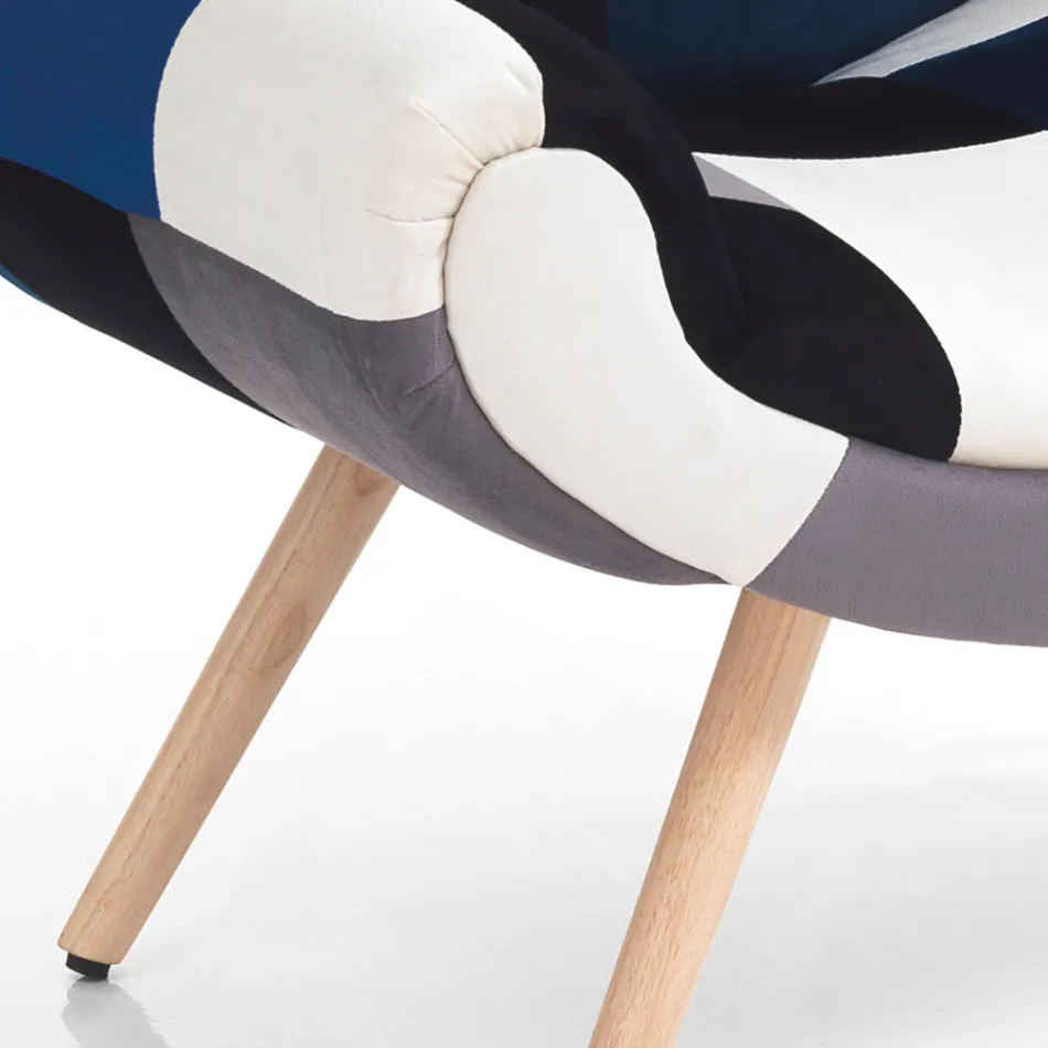 Patchwork Fabric Living Room Armchair - Bromo Viadurini