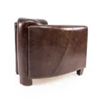 Living Room Armchair Entirely Made in Aged Effect Vintage Leather - Stamp Viadurini