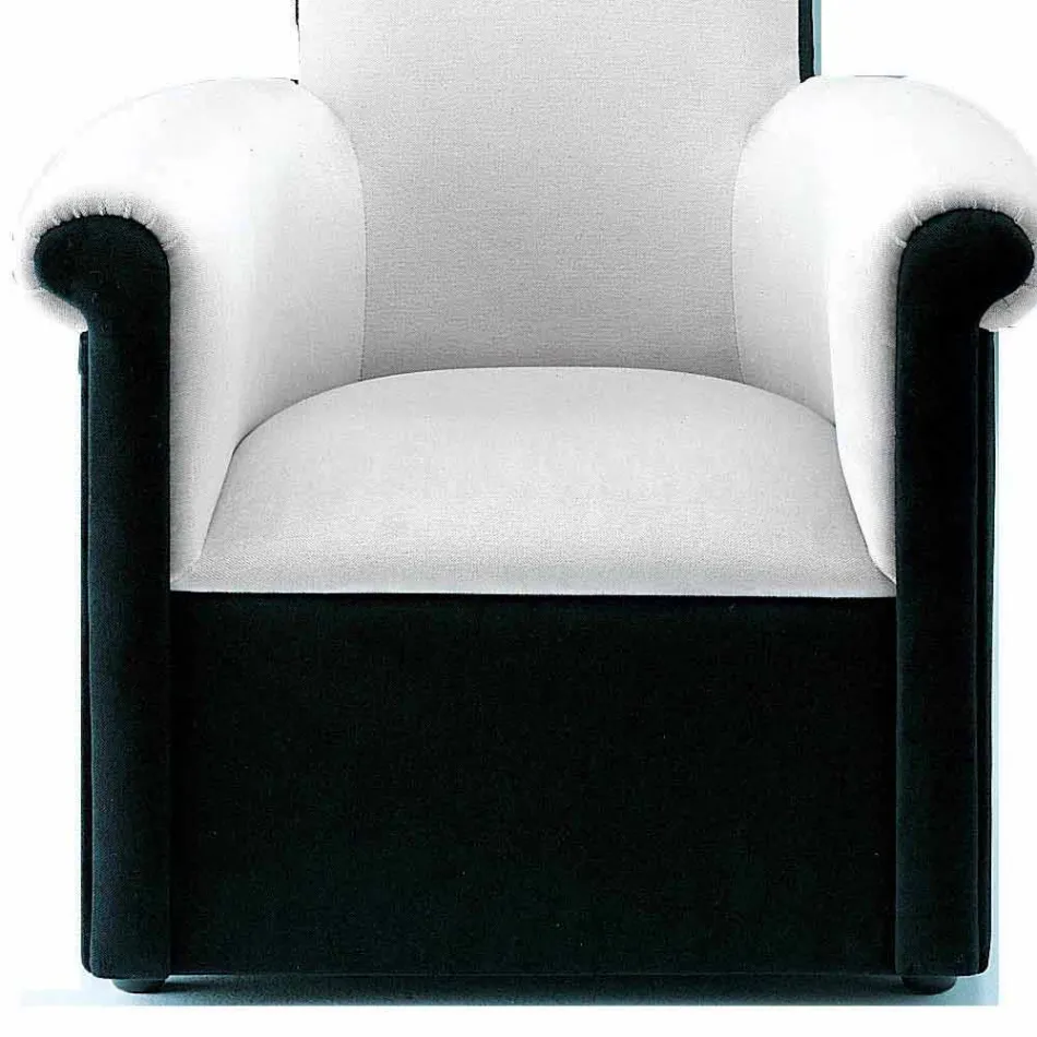 Living Room Armchair Upholstered in Black and White Velvet Made in Italy - Gedda Viadurini