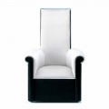 Living Room Armchair Upholstered in Black and White Velvet Made in Italy - Gedda