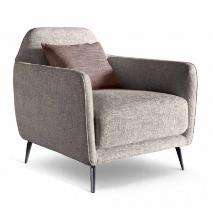 Living Room Armchair in Fabric with Metal Feet Made in Italy - Cherry Viadurini