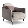 Living Room Armchair in Fabric with Metal Feet Made in Italy - Cherry