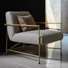 Fabric Living Room Armchair with Metal Structure Made in Italy - Manila Viadurini