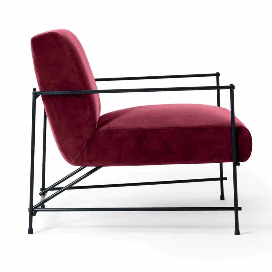 Fabric Living Room Armchair with Metal Structure Made in Italy - Manila Viadurini