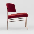 Velvet Living Room Armchair with Metal Structure Made in Italy - Alaska Viadurini