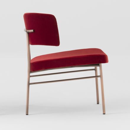 Velvet Living Room Armchair with Metal Structure Made in Italy - Alaska Viadurini