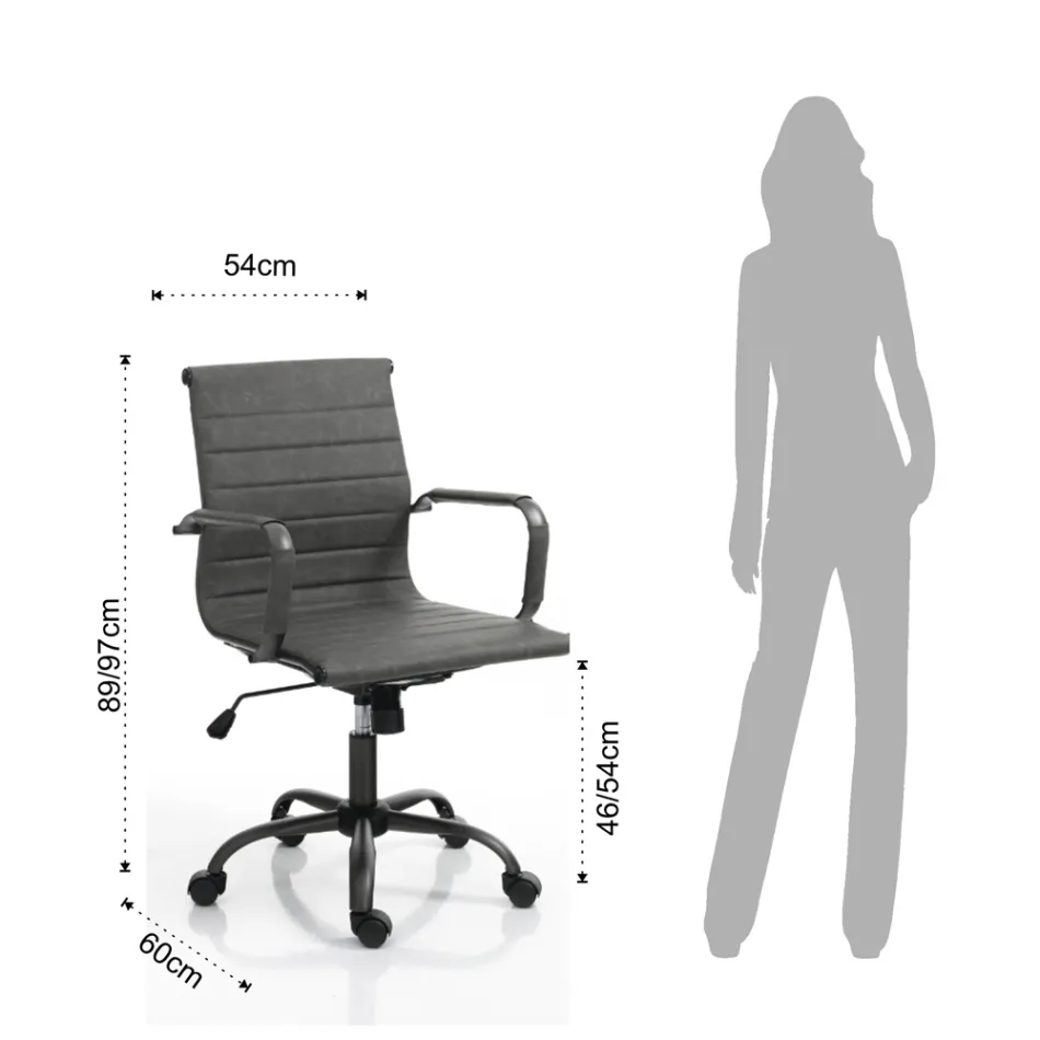 Office Armchair with High or Low Backrest - Rubidio Viadurini