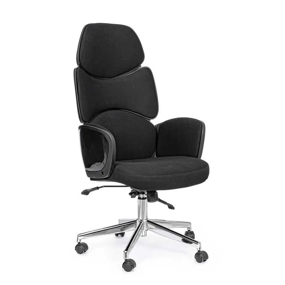 Adjustable Swivel Office Chair in Steel and Polyester - Luigio Viadurini