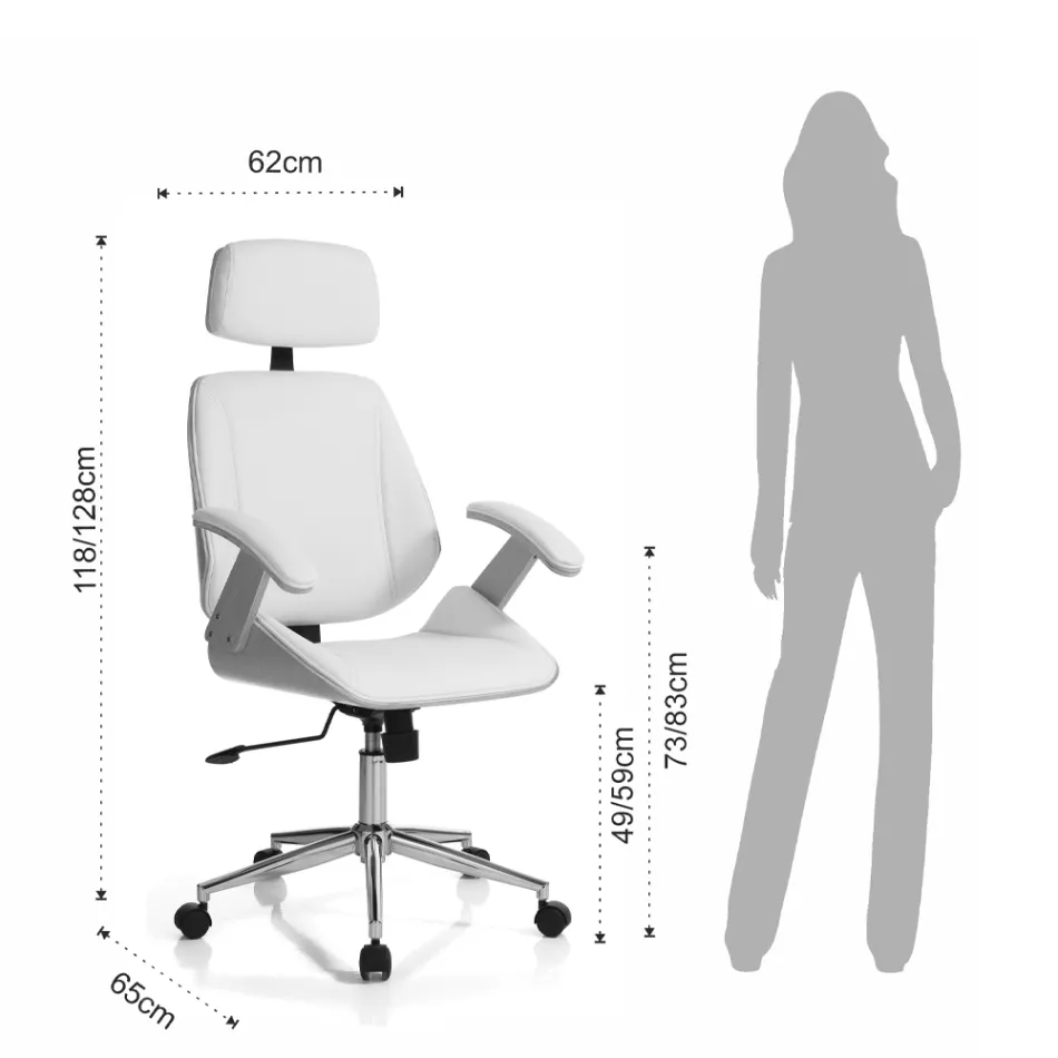 Office Armchair in Wood, Synthetic Leather and Metal - Alaccia Viadurini