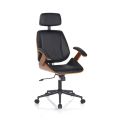 Office Armchair in Wood, Synthetic Leather and Metal - Alaccia