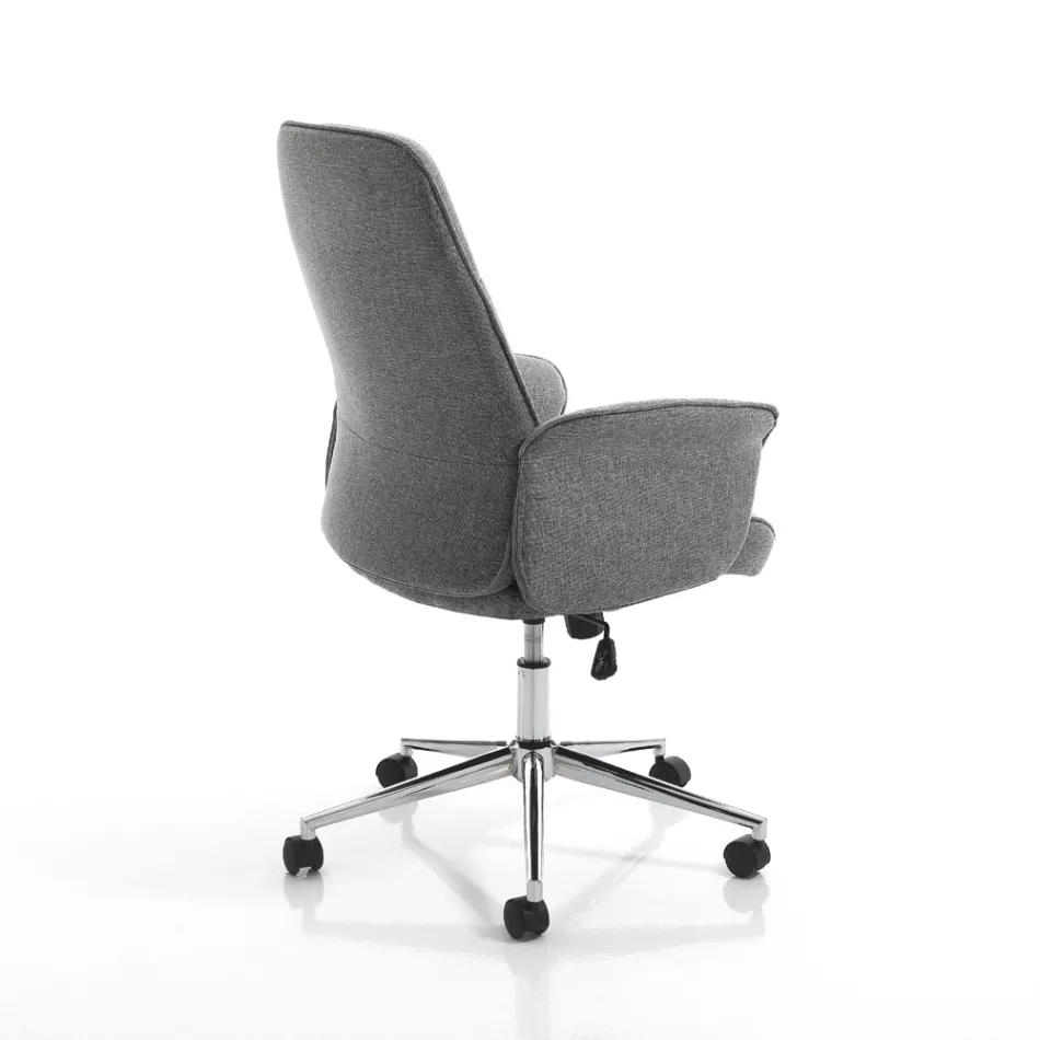 Office Armchair in Metal and Fabric and Adjustable Riser - Gold Viadurini