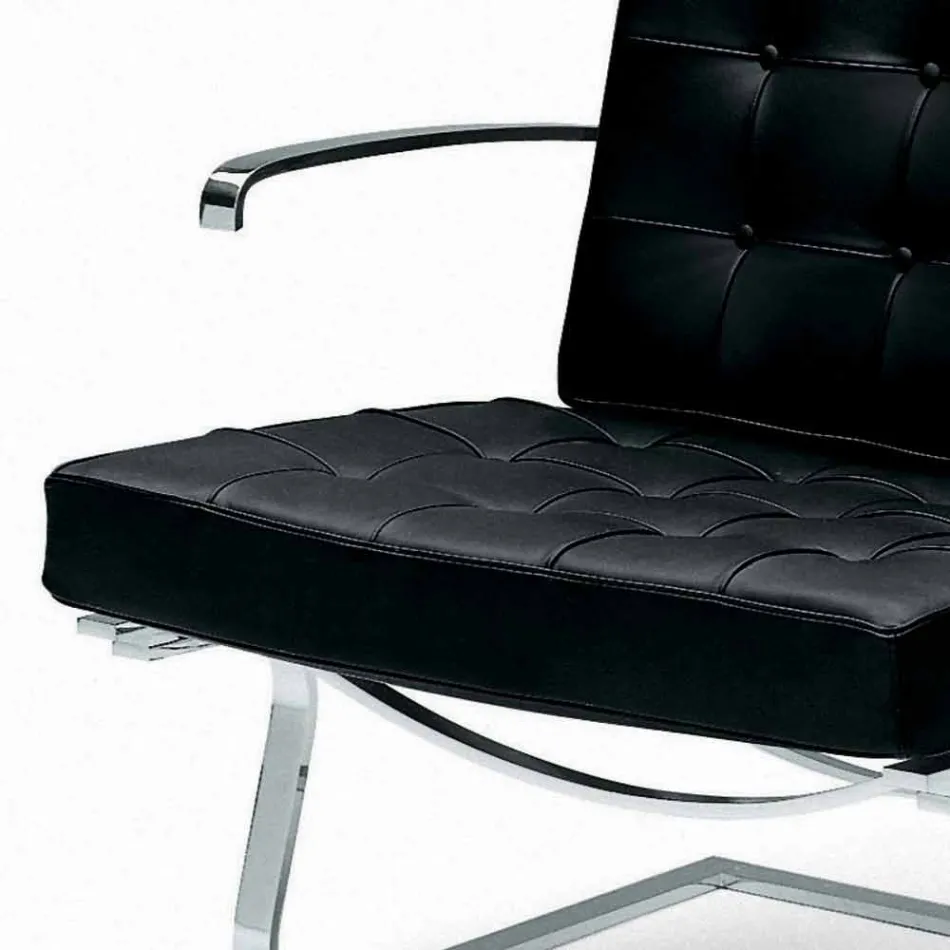 Leather Office Armchair with Steel Structure Made in Italy - Speranza Viadurini
