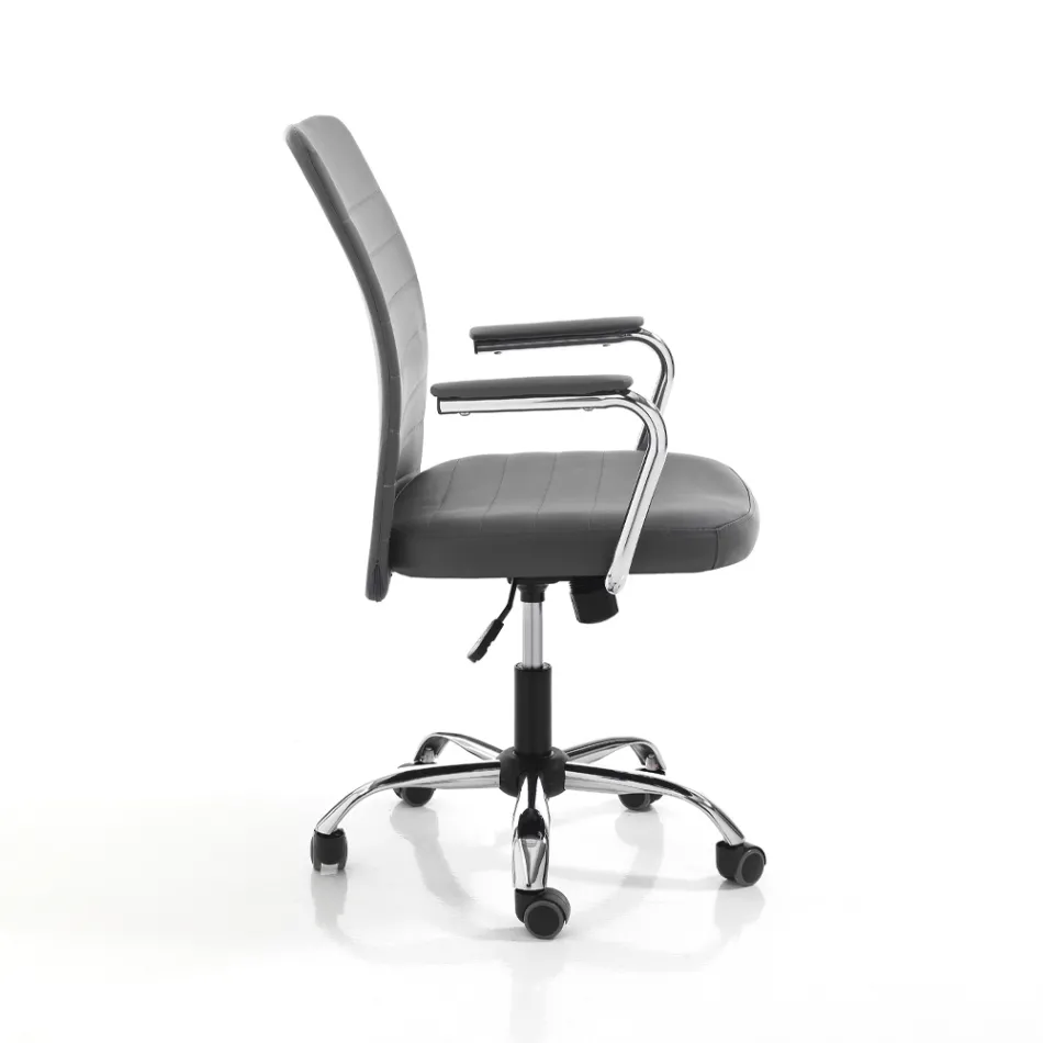 Leather Office Armchair and Adjustable Gas Lift - Radon Viadurini