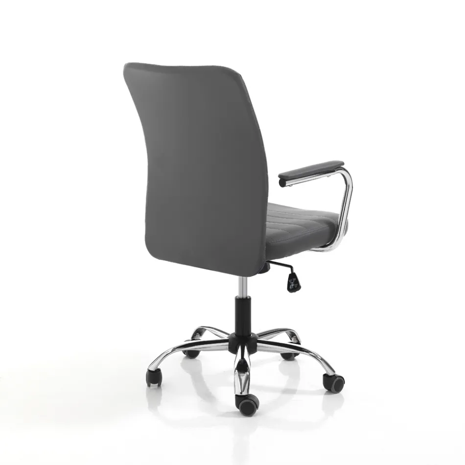 Leather Office Armchair and Adjustable Gas Lift - Radon Viadurini