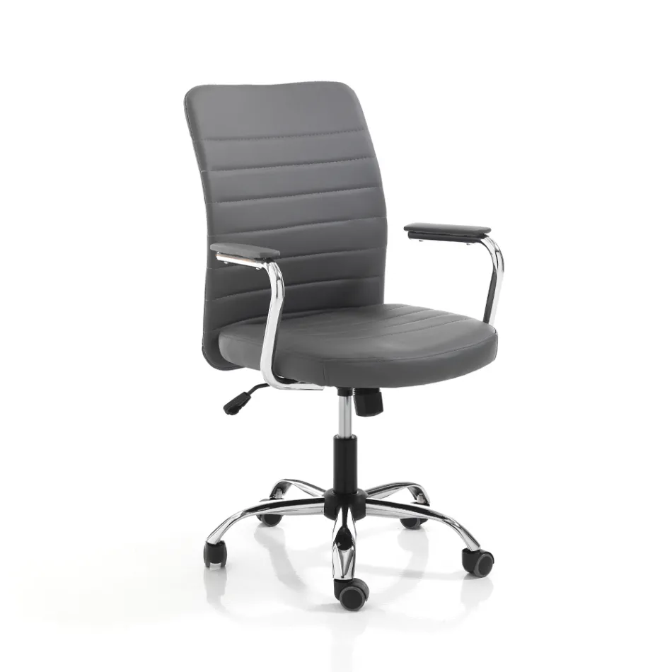 Leather Office Armchair and Adjustable Gas Lift - Radon Viadurini