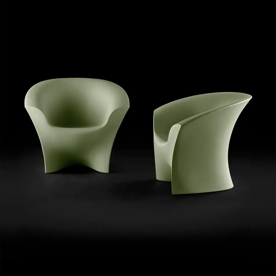 Outdoor Design Armchair in Matt or Lacquered Polyethylene Made in Italy - Conda Viadurini