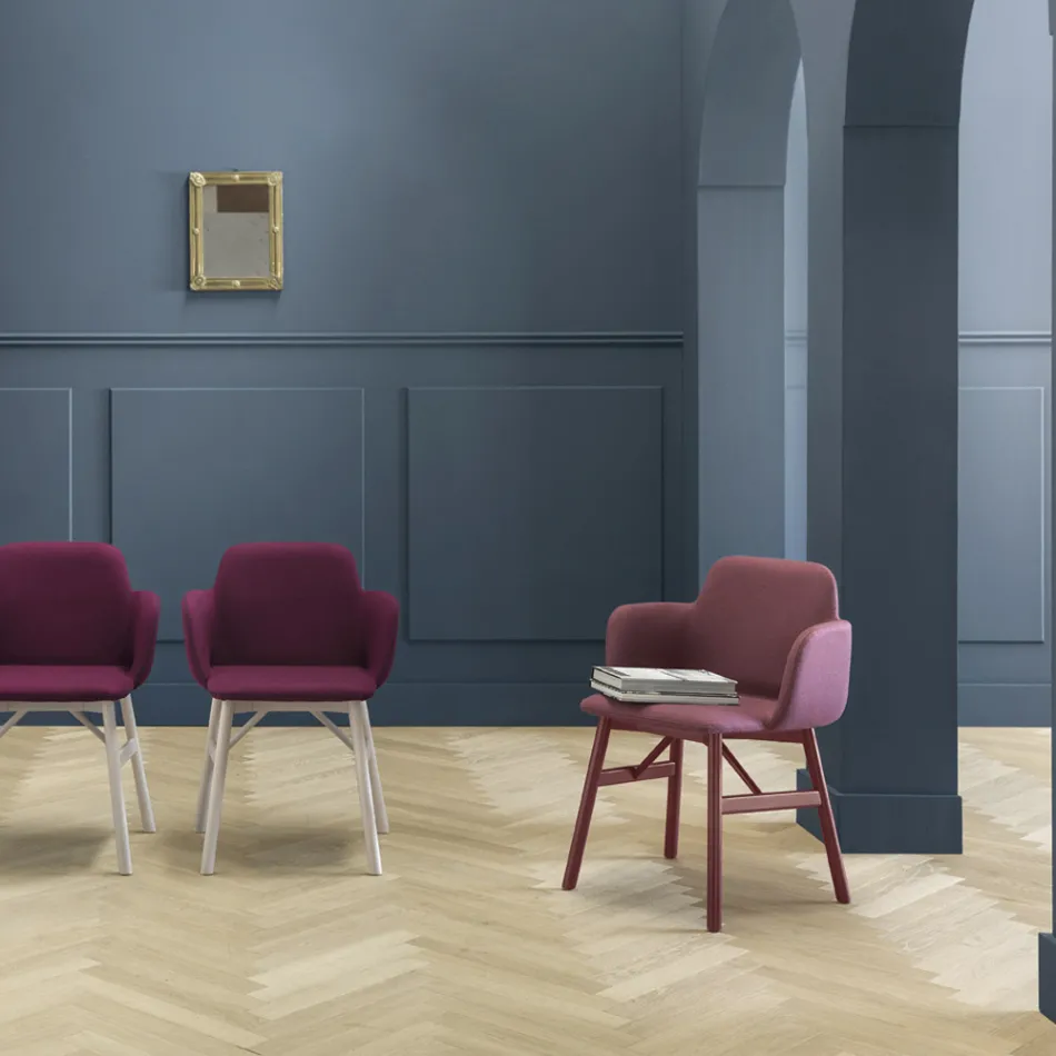 High Quality Armchair with Velvet or Fabric Seat Made in Italy - Molde Viadurini