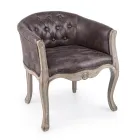 Classic Design Armchair in Wood and Eco-Leather Effect Seat - Katen Viadurini