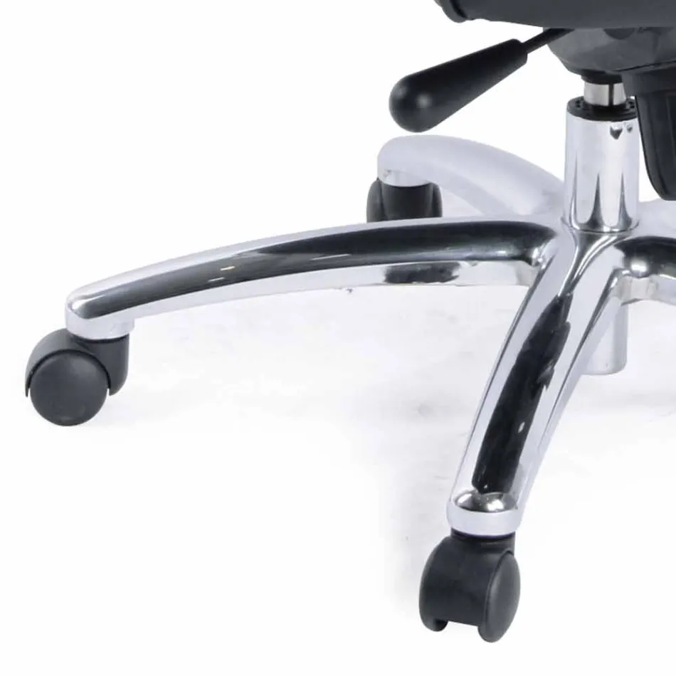 Directional Office Swivel Armchair Leather Seats and Metal Base - Virone Viadurini