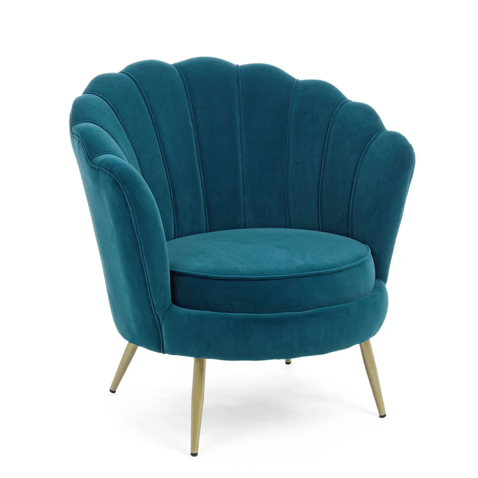 Elegant Upholstered Living Room Armchair Velvet Effect 3 Finishes - Geppy Viadurini
