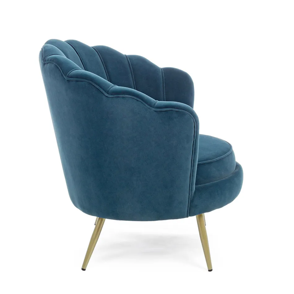 Elegant Upholstered Living Room Armchair Velvet Effect 3 Finishes - Geppy Viadurini