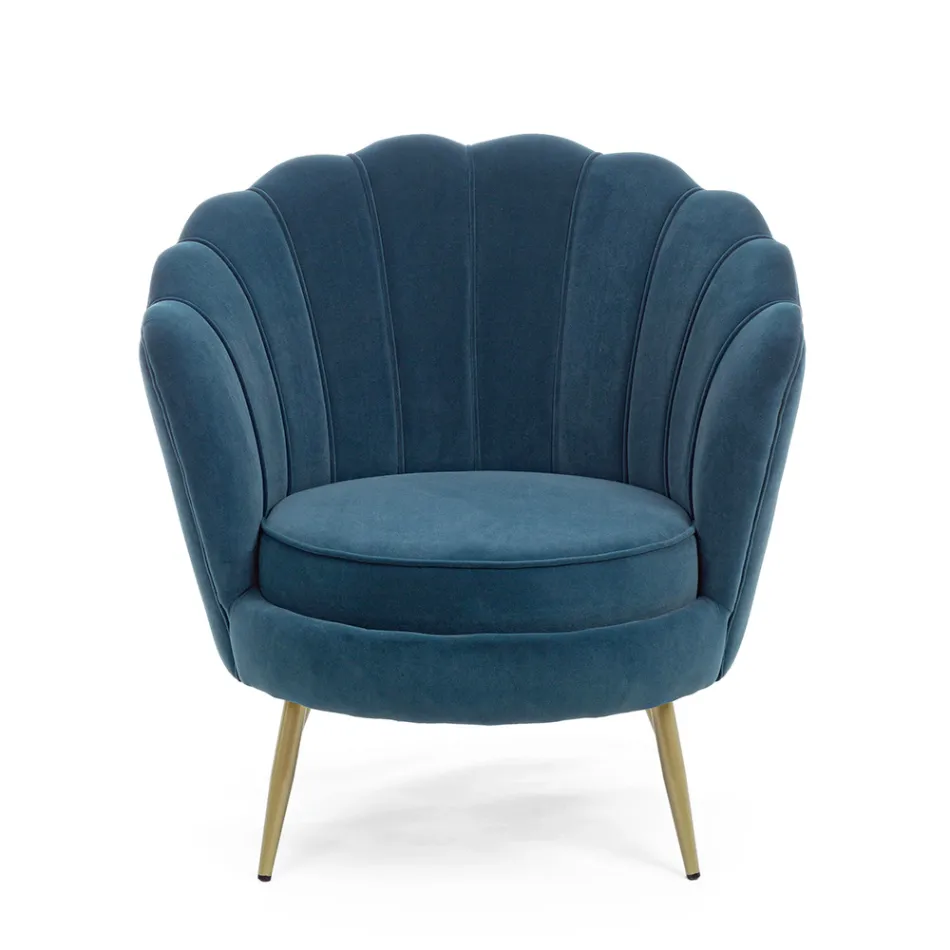 Elegant Upholstered Living Room Armchair Velvet Effect 3 Finishes - Geppy Viadurini