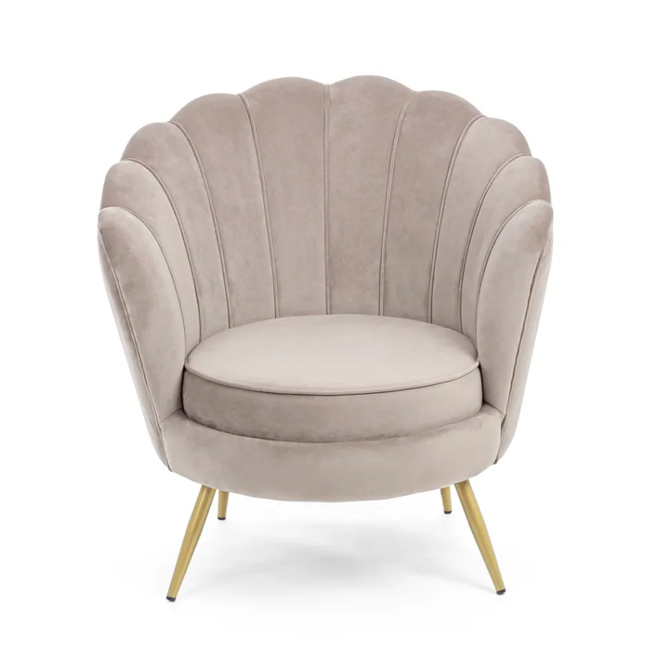 Elegant Upholstered Living Room Armchair Velvet Effect 3 Finishes - Geppy Viadurini