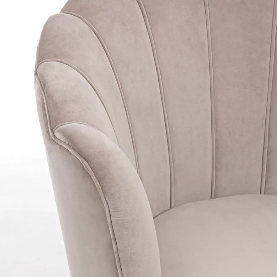 Elegant Upholstered Living Room Armchair Velvet Effect 3 Finishes - Geppy Viadurini