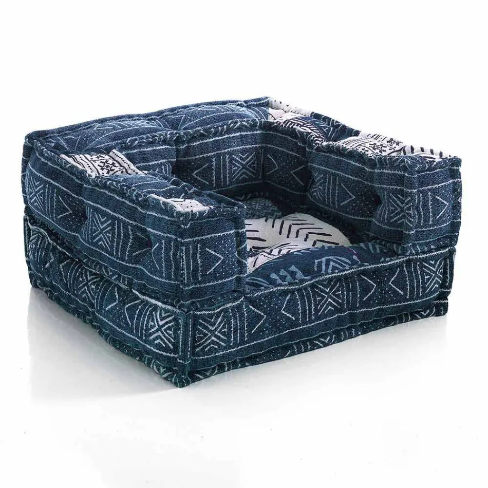 Ethnic Lounge Armchair in Patchwork Fabric and Velvet - Fiber Viadurini