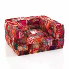 Ethnic Lounge Armchair in Patchwork Fabric and Velvet - Fiber Viadurini