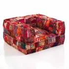 Ethnic Lounge Armchair in Patchwork Fabric and Velvet - Fiber Viadurini
