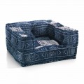Ethnic Lounge Armchair in Patchwork Fabric or Velvet - Fiber
