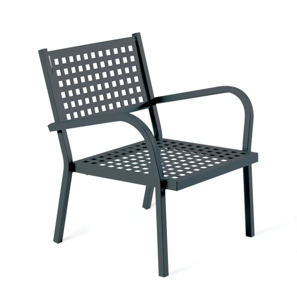 Stackable Garden Armchair in Steel Made in Italy 2 Pieces - Aberdeen Viadurini