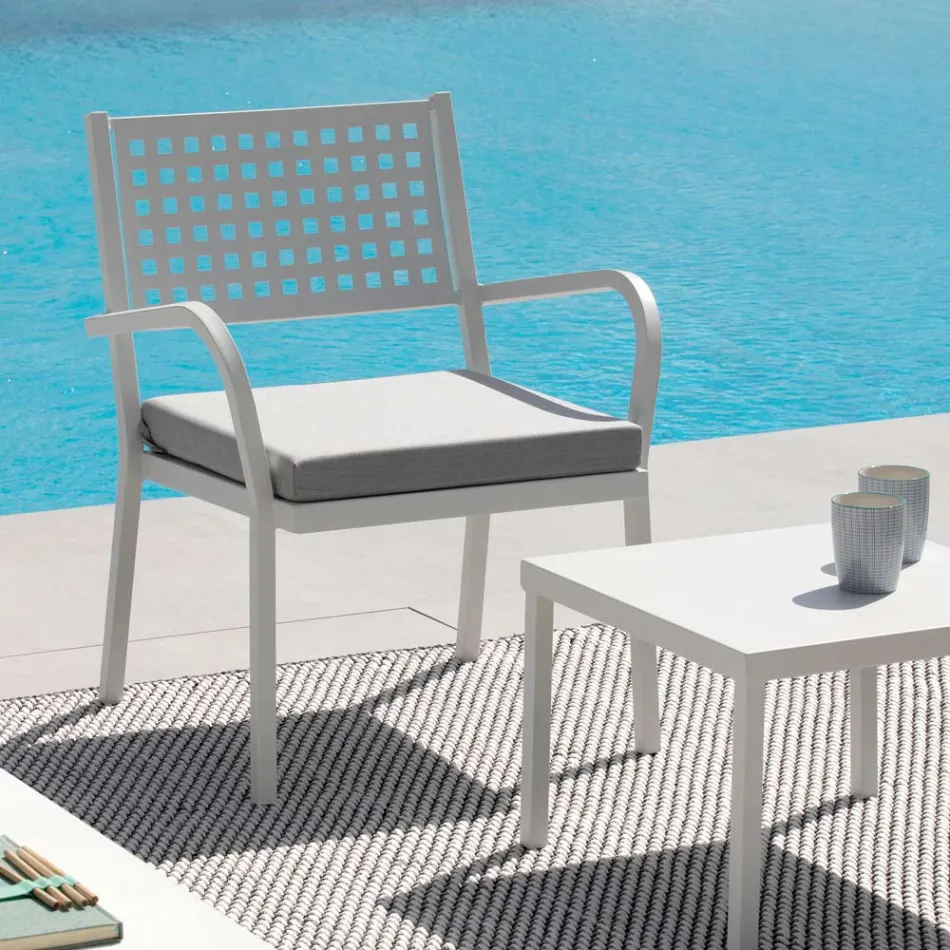Stackable Garden Armchair in Steel Made in Italy 2 Pieces - Aberdeen Viadurini