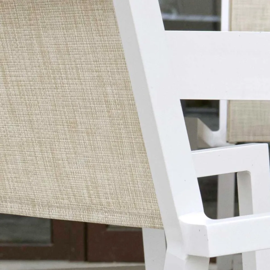 Stackable Garden Chair in Beige Textilene and Aluminium - Foglio Viadurini