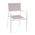 Stackable Garden Chair in Beige Textilene and Aluminium - Foglio