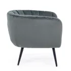Armchair in Steel and Gray or Blue Velvet Scandinavian Design - Hilary Viadurini