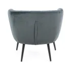 Armchair in Steel and Gray or Blue Velvet Scandinavian Design - Hilary Viadurini