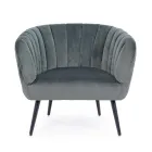 Armchair in Steel and Gray or Blue Velvet Scandinavian Design - Hilary Viadurini
