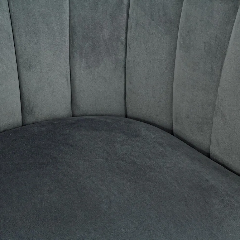 Armchair in Steel and Gray or Blue Velvet Scandinavian Design - Hilary Viadurini