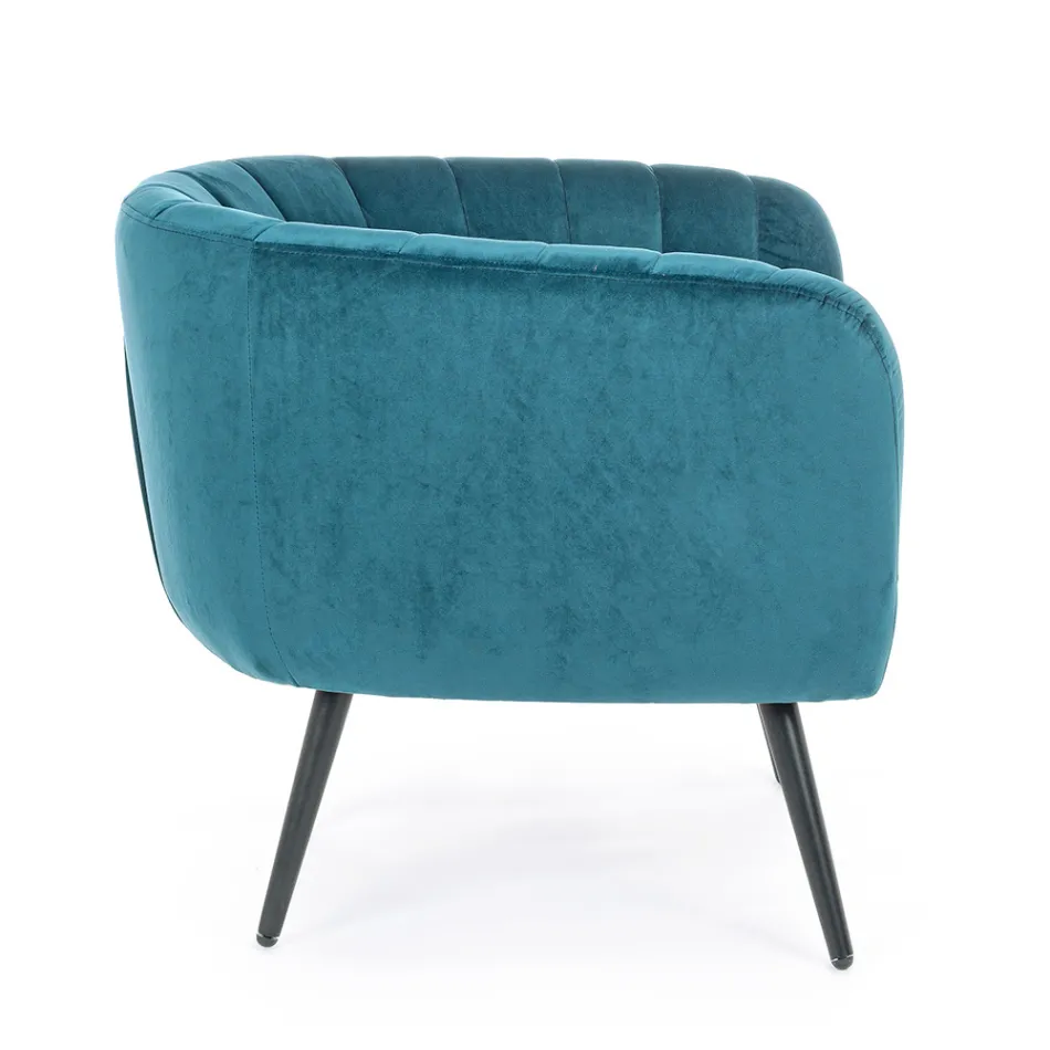 Armchair in Steel and Gray or Blue Velvet Scandinavian Design - Hilary Viadurini