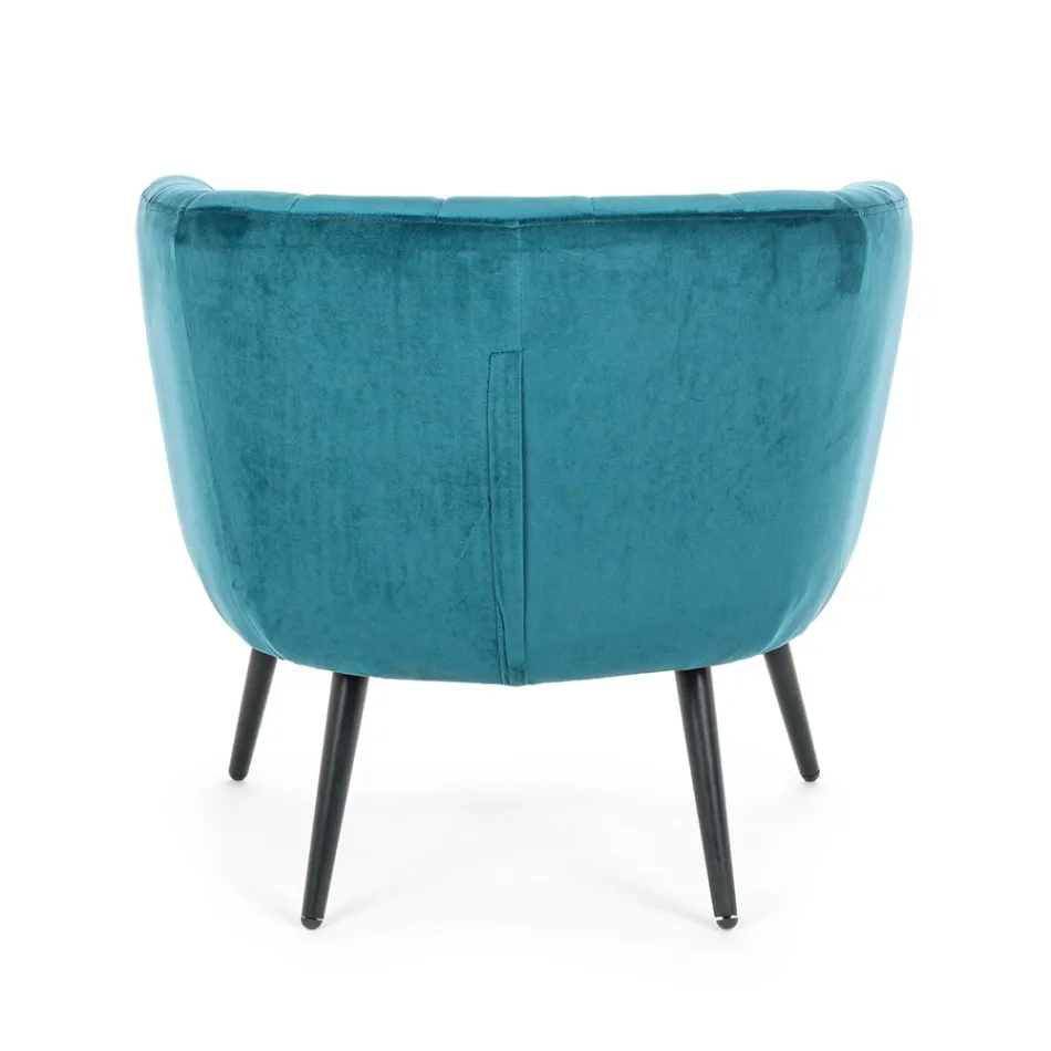 Armchair in Steel and Gray or Blue Velvet Scandinavian Design - Hilary Viadurini