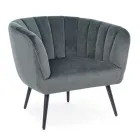 Armchair in Steel and Gray or Blue Velvet Scandinavian Design - Hilary Viadurini