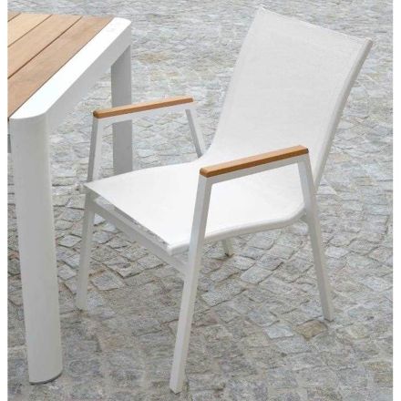 Aluminium and Textilene Armchair with Polywood Armrests - Diary Viadurini